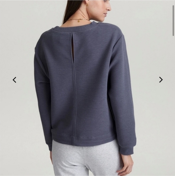 Varley Hewitt Ribbed Ottoman Knit Crewneck Sweatshirt in Slate Blue/Gray Medium - Picture 2 of 16
